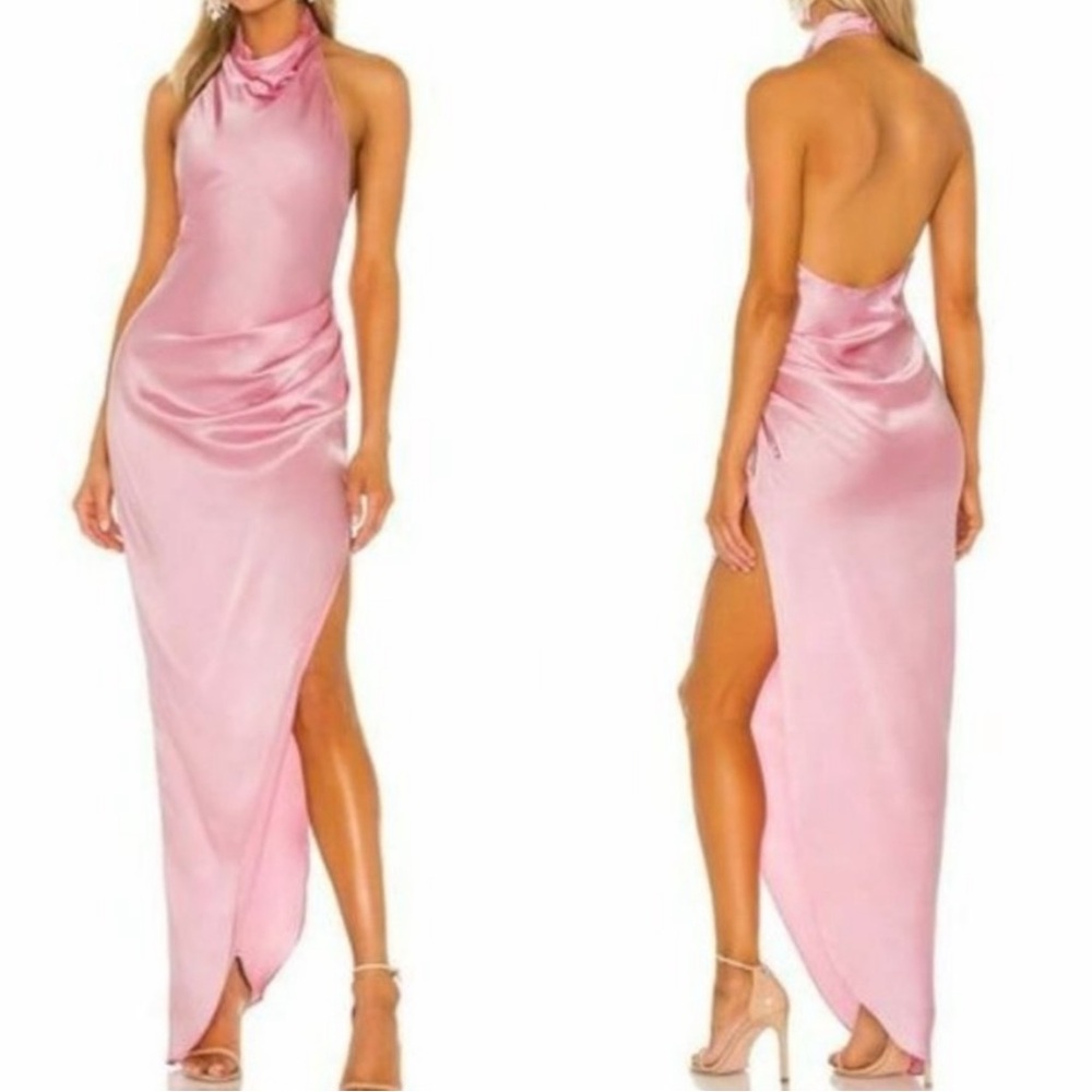 Amanda Uprichard Samba Gown Maxi Dress 100% Silk Flamingo Pink Medium - Picture 7 of 7